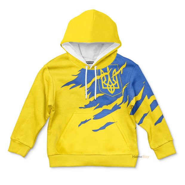 Ukraine Ukrainian Flag Kid Hoodie Stand With Support Ukraine 2022 Merchandise Mens Gifts QT210121