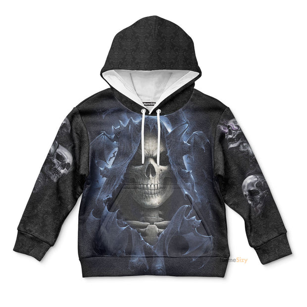 Shadow Bat Grim Reaper Skull 3D Printed Kid Hoodie QT306137Hf