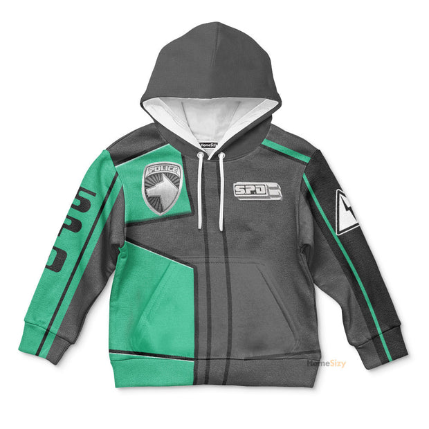 3D Power Rangers S.P.D Green Ranger Custom Cosplay Costume Kid Hoodie QT307168