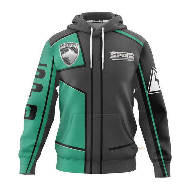 3D Power Rangers S.P.D Green Ranger Custom Cosplay Costume Hoodie QT307168