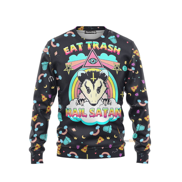 3D Eat Trash And Hail Satan Custom Sweatshirt QT307143