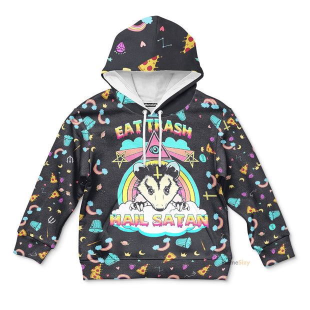 3D Eat Trash And Hail Satan Custom Kid Hoodie QT307143