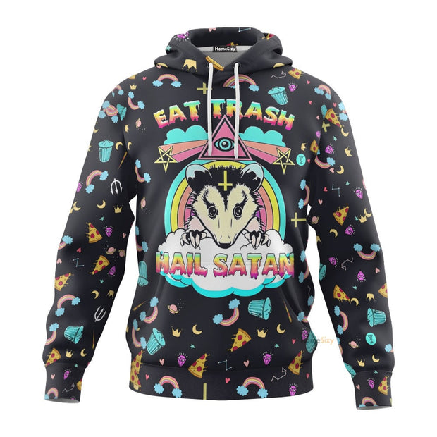 3D Eat Trash And Hail Satan Custom Hoodie QT307143