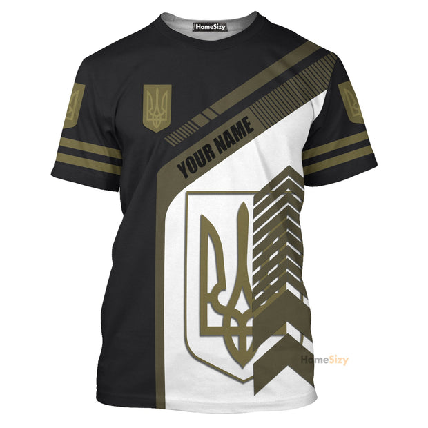 Custom Name Ukraine Honoring Trident Ukraine Flag Symbol Ukrainian - Personalized 3D Tshirt