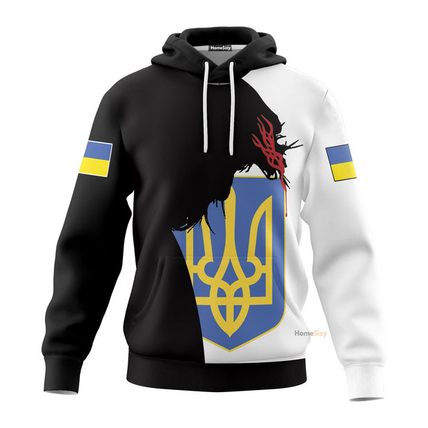 Christian Cross Ukraine Flag Hoodie Support Ukraine Clothing Gift Ideas QT308712