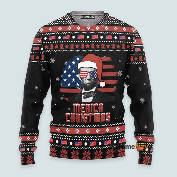 Abraham Lincoln Portrait - Ugly Christmas Sweater QT308967
