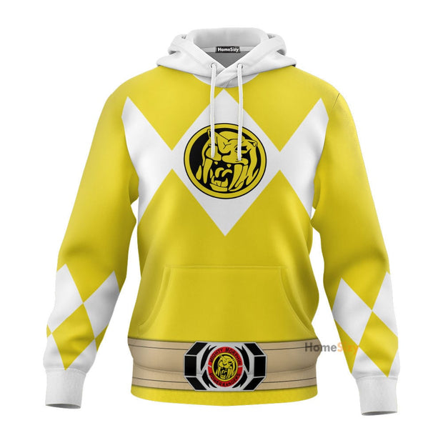 Yellow Mighty Morphin Power Rangers V3 - Cosplay Costume 3D Hoodie QT205030