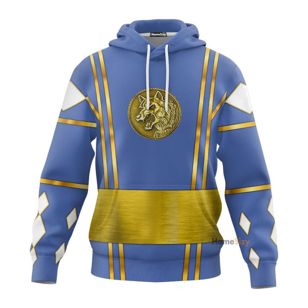 Blue Ninja Mighty Morphin Power Rangers - Cosplay Costume 3D Hoodie QT207101