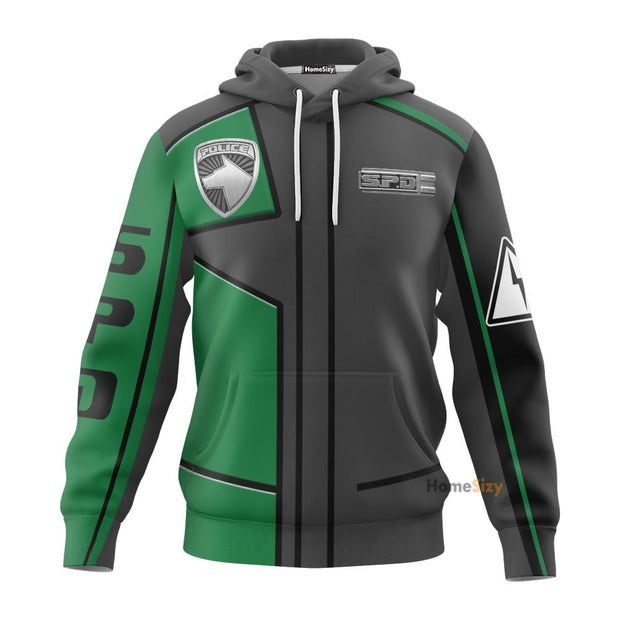 3D Power Rangers S.P.D Green Uniform Tshirt Hoodie QT206006Hg