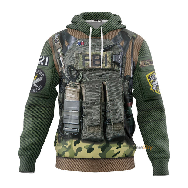 3D FBI Uniform Custom Cosplay Costume Tshirt Hoodie QT210384Hc