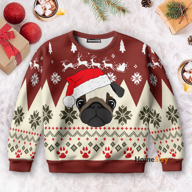 Pug In A Santa Hat - Christmas Gift For Pet Lovers - Ugly Christmas Sweater QT309000