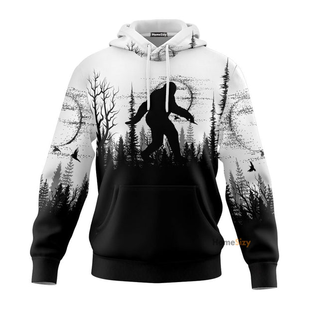 Bigfoot Black And White - All over Hoodie 3d QT306253Hg