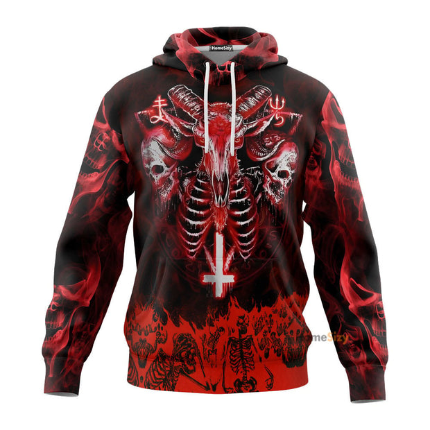 Red Baphomet Evil Skull 3D Printed Hoodie QT306235Hf