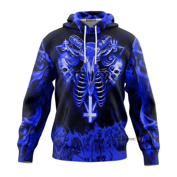 Blue Baphomet Evil Skull 3D Printed Hoodie QT306236Hf