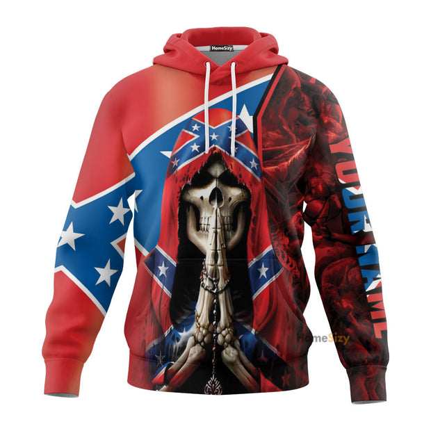 Personalized Custom Name Red Reaper Praying CSA Flag Skull 3D Printed Hoodie QT301335Hf