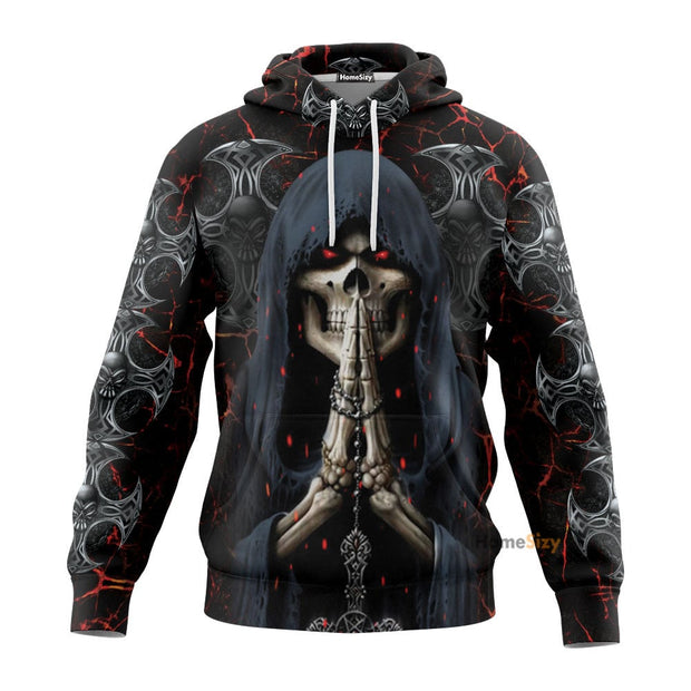 Dark Reaper Prayer Skull 3D Printed Hoodie QT303265Hf