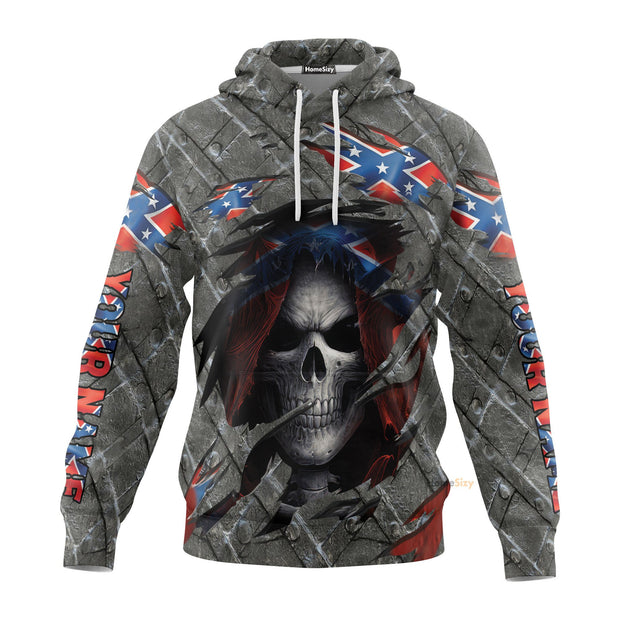 Personalized Custom Name American Reaper Inside CSA Flag Skull 3D Printed Hoodie QT308756