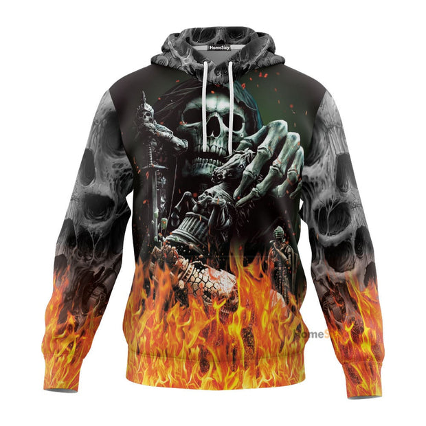 Checkmate Reaper Chess Knight Fantasy Skull 3D Printed Hoodie QT206214He