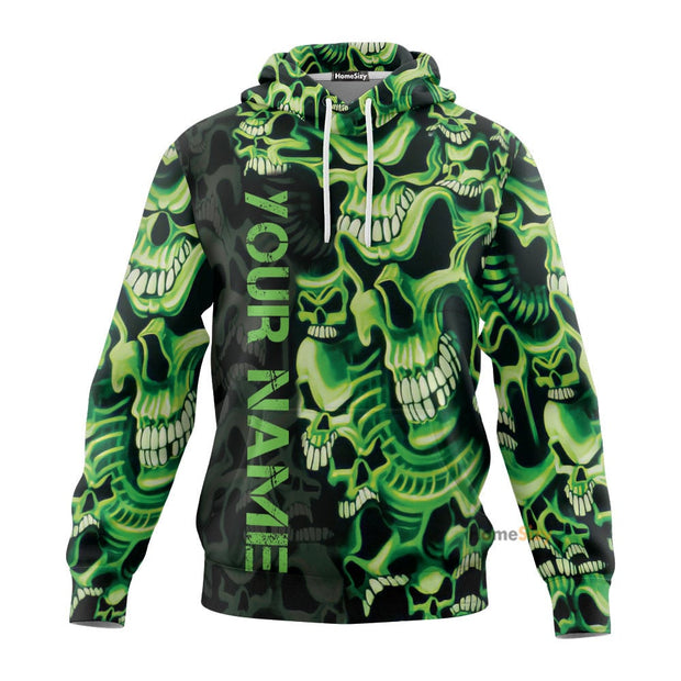 Personalized Custom Name Green Skull Pile 3D Printed Hoodie QT212455Hf