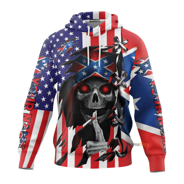 Personalized Custom Name CSA Flag Shh Patriotic Skull 3D Printed Hoodie QT303159Hf