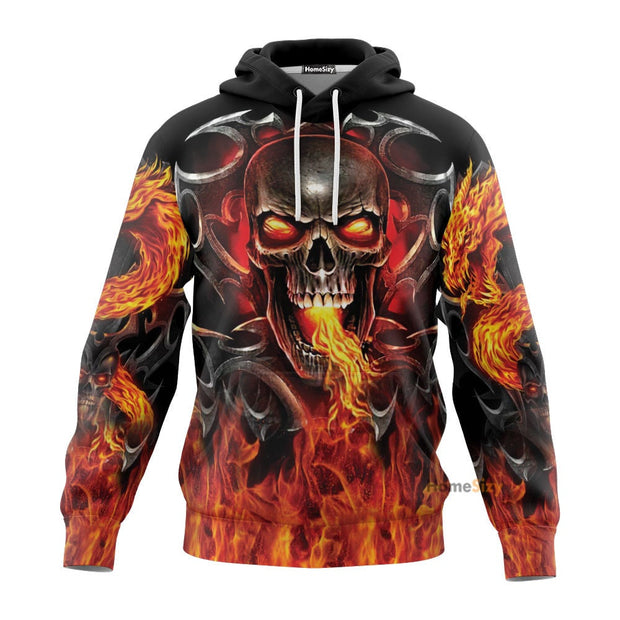 Fire-Breathing Dragons Skull 3D Printed Hoodie QT208540Hg