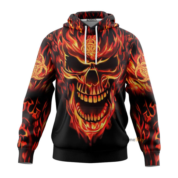 Flaming Biohazard Skull 3D Printed Hoodie QT308205