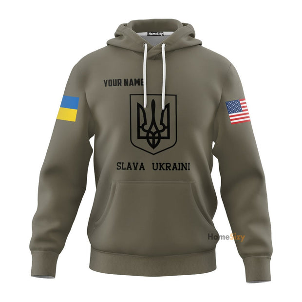Personalized Custom Name USA Stands With Ukraine Slava Ukraini Zipper Hoodie Protest War Merch QT210295Hf