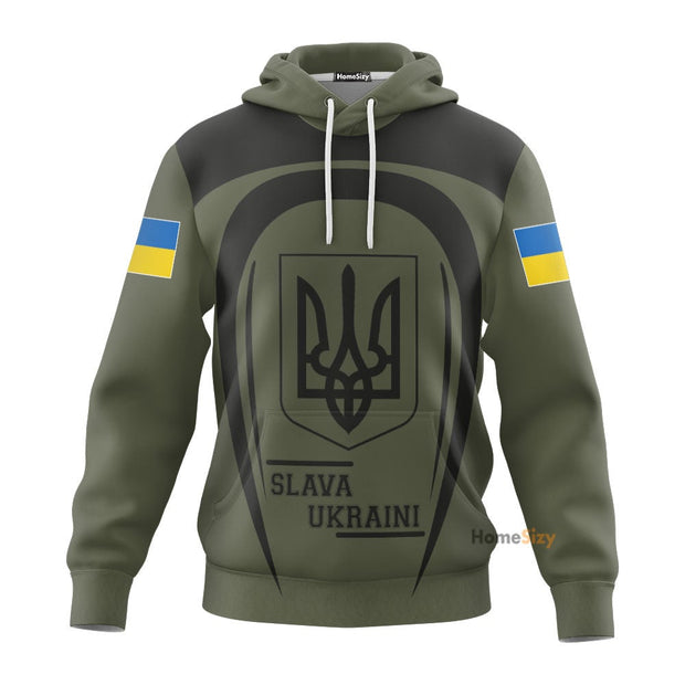 Personalized Custom Name Slava Ukraini Ukraine Hoodie Ukraine Flag Trident Symbol Ukrainian QT211404Hf