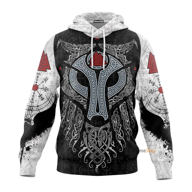 Viking Wolf and Raven Valknut Runes - All Over Hoodie 131 QT307241