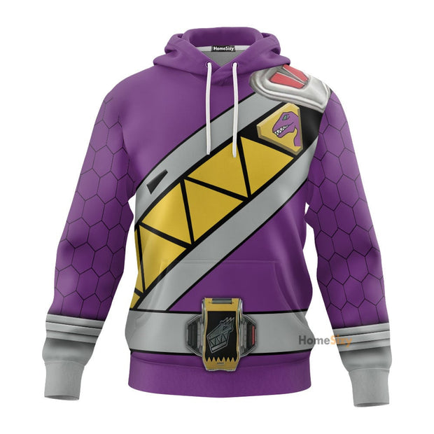 3D Dino Charge Power Rangers Purple Custom Cosplay Costume Hoodie QT208253Tf