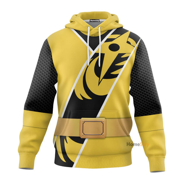 3D Power Ranger Ninja Steel Yellow Ranger Custom Cosplay Costume Hoodie QT211590Hf