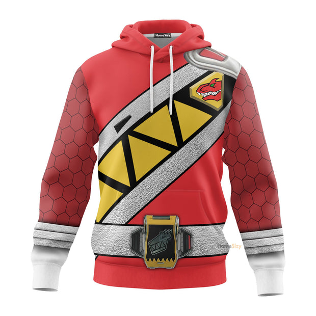 3D Red Dino Charge Power Rangers - Cosplay Costume Hoodie QT210397