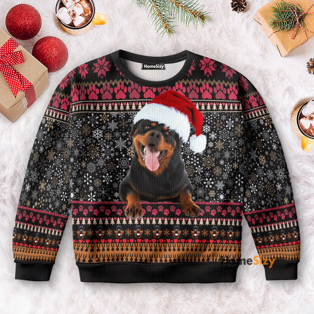 Rottweiler Wears A Christmas Hat - Christmas Gift For Pet Lover - 3D Ugly Christmas Sweater QT5112501