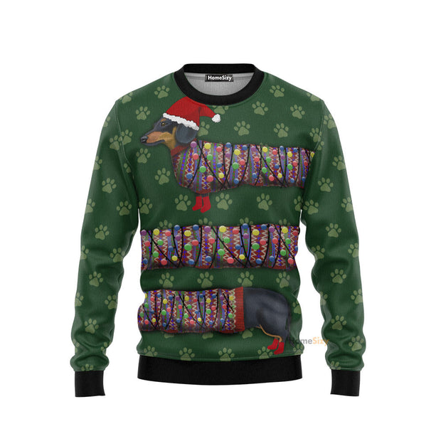 Christmas Long Dachshund Green - Christmas Gift For Adults - 3D Ugly Christmas Sweater