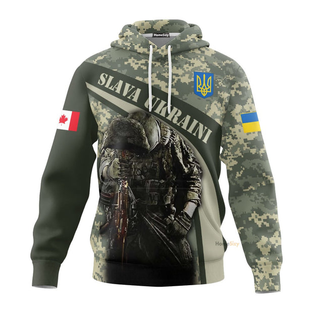 Canada Stands With Ukraine Slava Ukraini Camo - 3D Hoodie QT309214