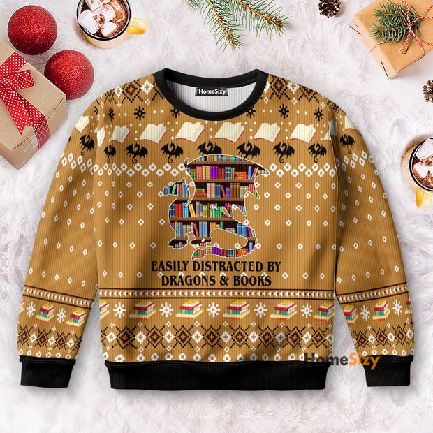 Dragon And Book - Christmas Gift For Adults - 3D Ugly Christmas Sweater PN112675