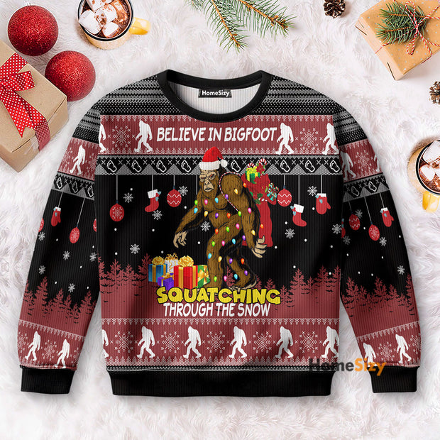 Believe In Big Foot - Christmas Gift For Adults - 3D Ugly Christmas Sweater QT309249