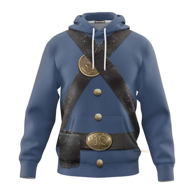 3D Union Infantry Uniform in Civil War Ugly Sweater Tshirt Hoodie QT210408Hf