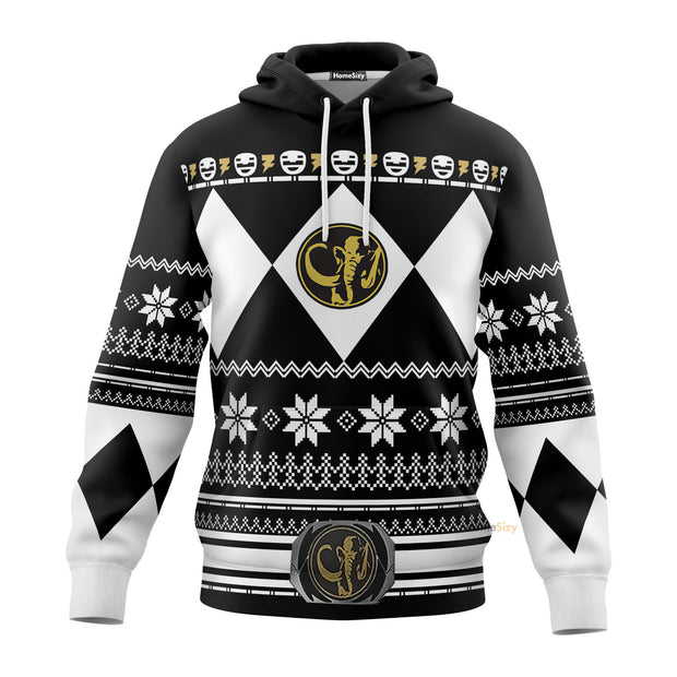 Black Mighty Morphin Power Rangers V1 - Cosplay Costume 3D Hoodie QT211316