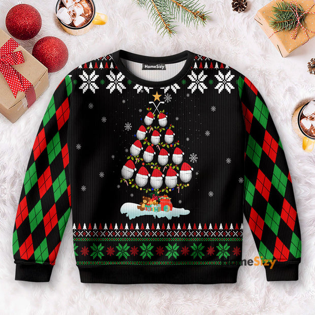 Golf Christmas Tree Snow - Christmas Gift For Adults - Ugly Christmas Sweater