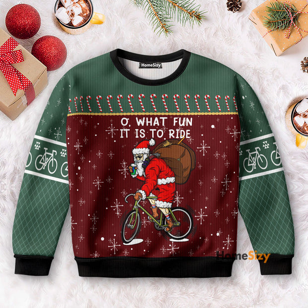Santa Cycling - Christmas Gift For Adults - Ugly Christmas Sweater QT5110901