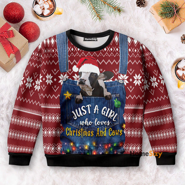 Just A Girl Who Loves Christmas And Cows - Ugly Christmas Sweater PN112760