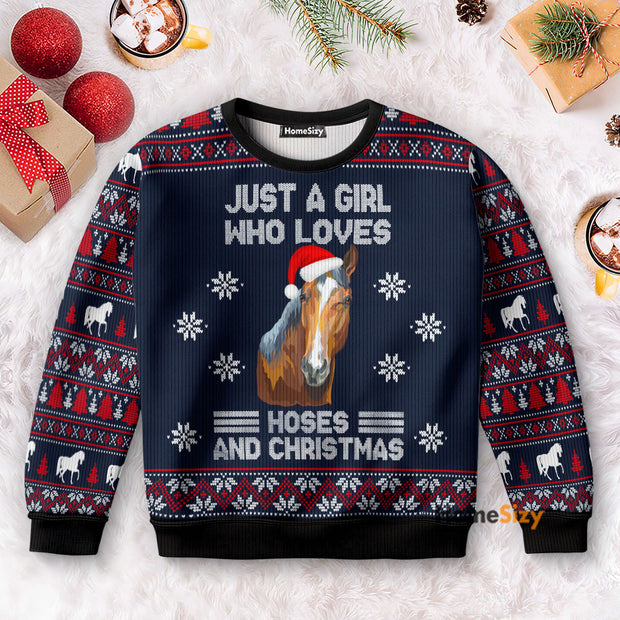 Just A Girl Who Loves Horse And Christmas - Ugly Christmas Sweater PN112771