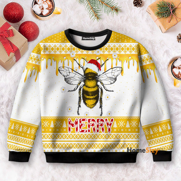 Bee Merry Funny Family - Christmas Gift For Adults - Ugly Christmas Sweater