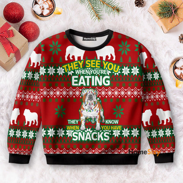 Bulldog Snacks - Christmas Gift For Adults - Ugly Christmas Sweater PN112500