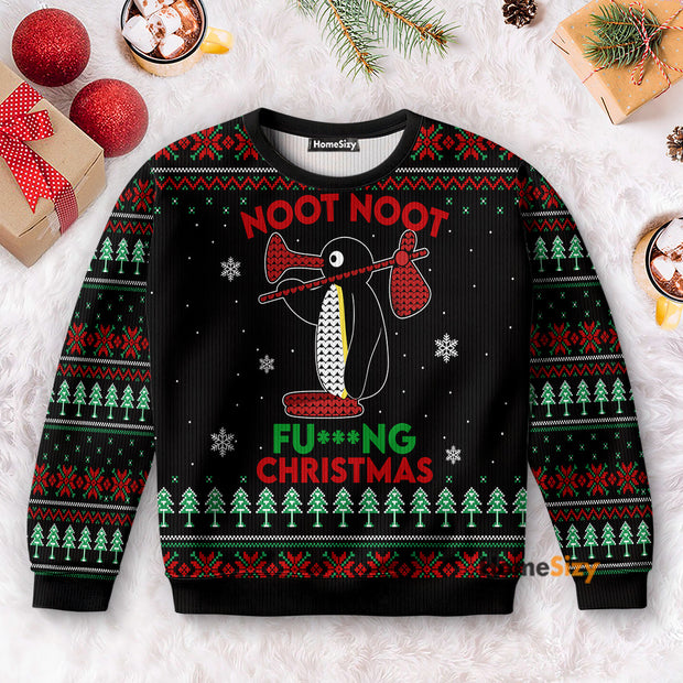 Noot Noot Penguin Funny - Christmas Gift For Adults - 3D Ugly Christmas Sweater