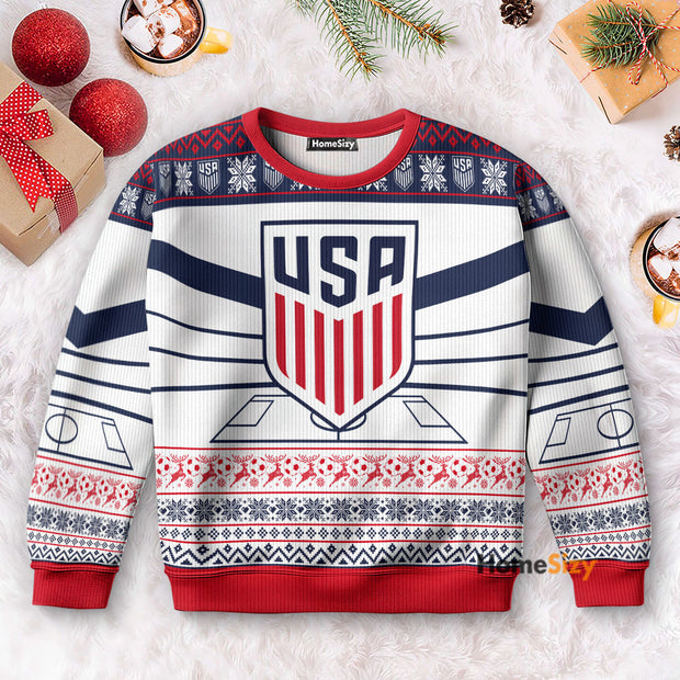 Custom Name USA Football Cup Champion - Personalized 3D Ugly Christmas Sweaters