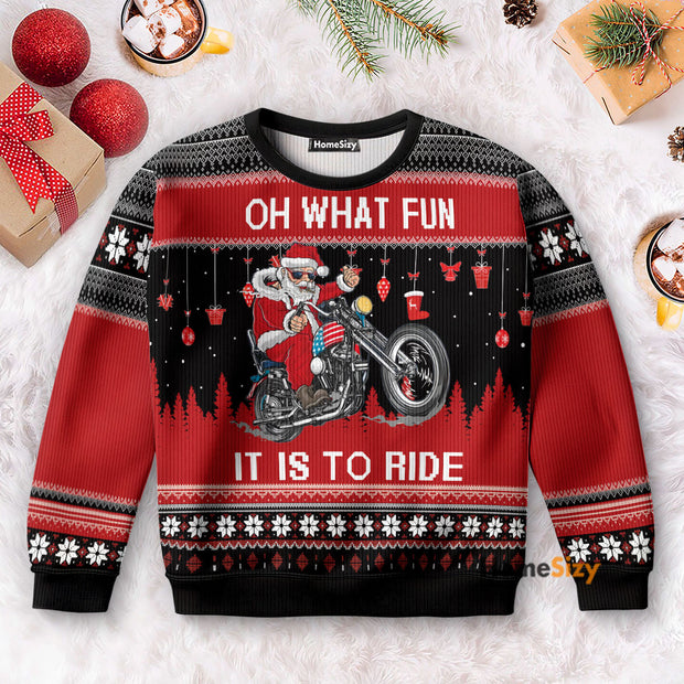 Oh What Fun It Is To Ride - Christmas Gift For Biker Motorcycle Lovers - 3D Ugly Christmas Sweater 3D Printed Best Gift For Xmas Adult | UH1040 QT309458