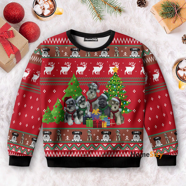 Miniature Schnauzer Family Snow - Christmas Gift For Dog Lovers - 3D Ugly Christmas Sweater PN112388