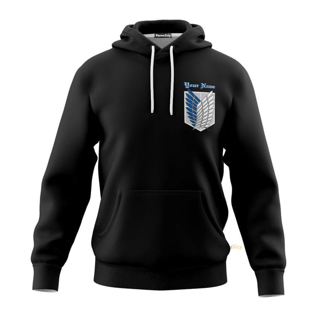 Custom Name Attack On Titan Scouting Legion Black - Personalized 3D Hoodie QT309489